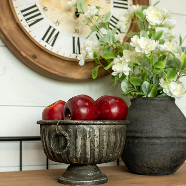 Distressed Silver Metal Compote Bowl