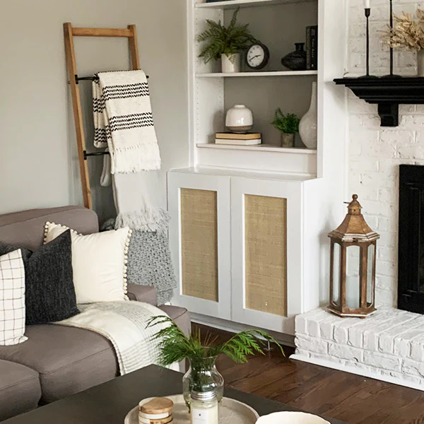 71 Inch Wood and Metal Wall Rack