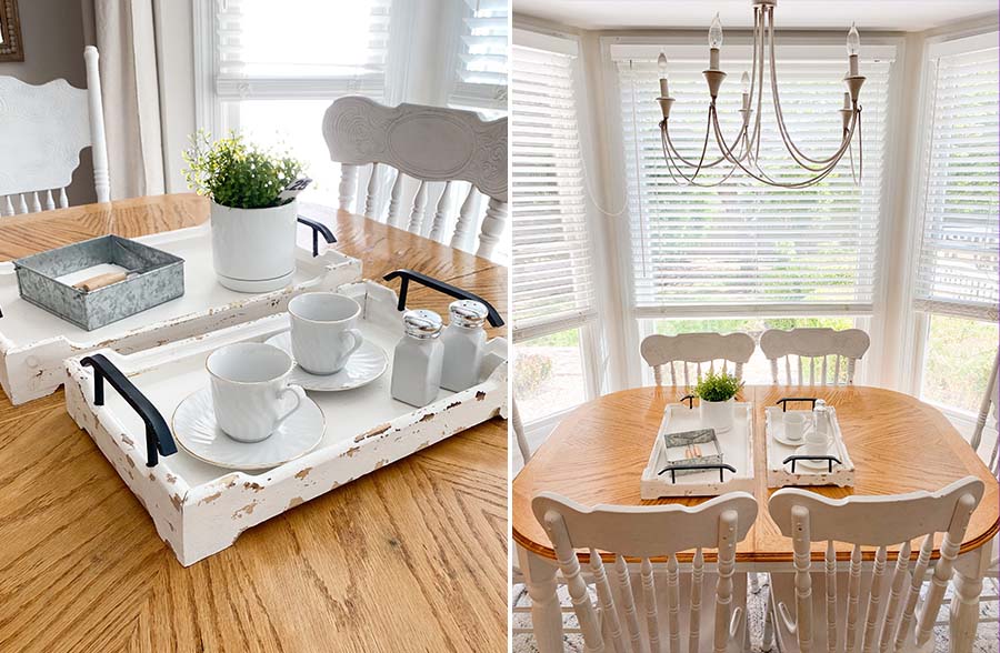 Chippy White Wooden Nesting Trays, Set of 2