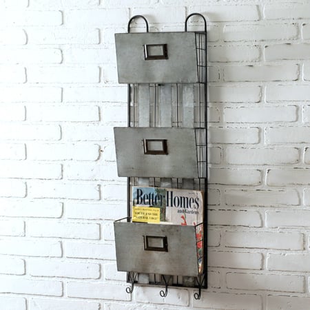 Three Pocket Metal Wall Organizer