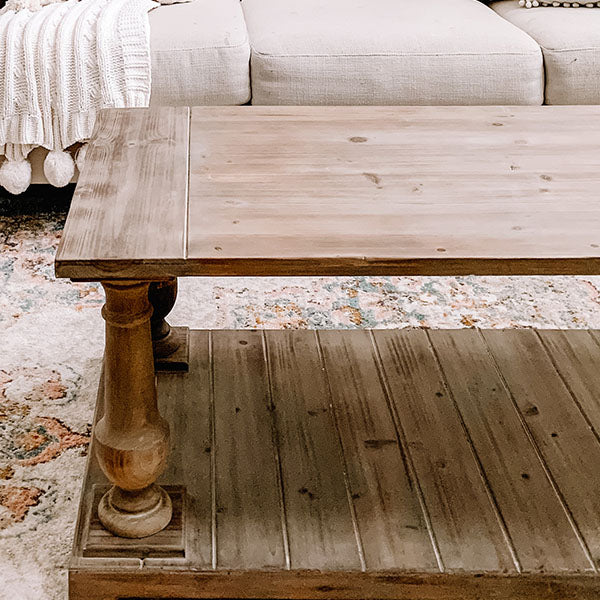 Rustic Turned Wood Coffee Table