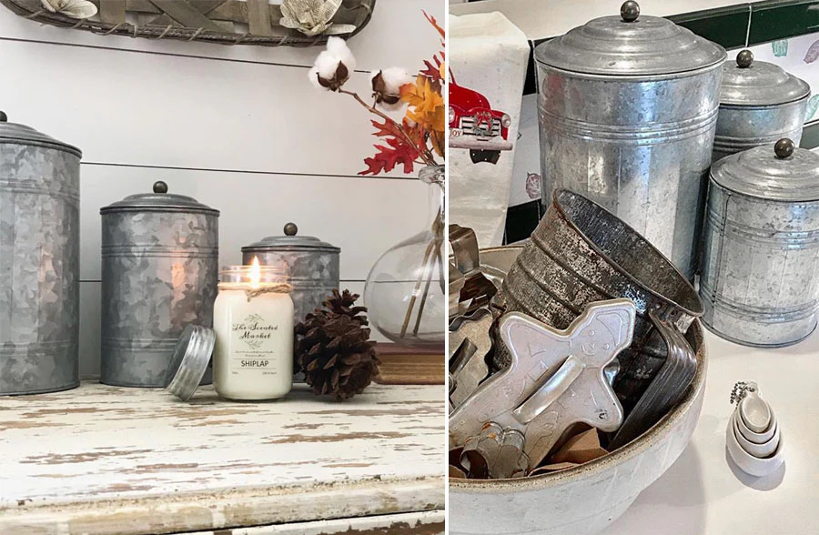 Tall Galvanized Canisters, Set Of 3