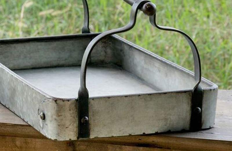 Artisan Metal Tray With Handles  Set of 2