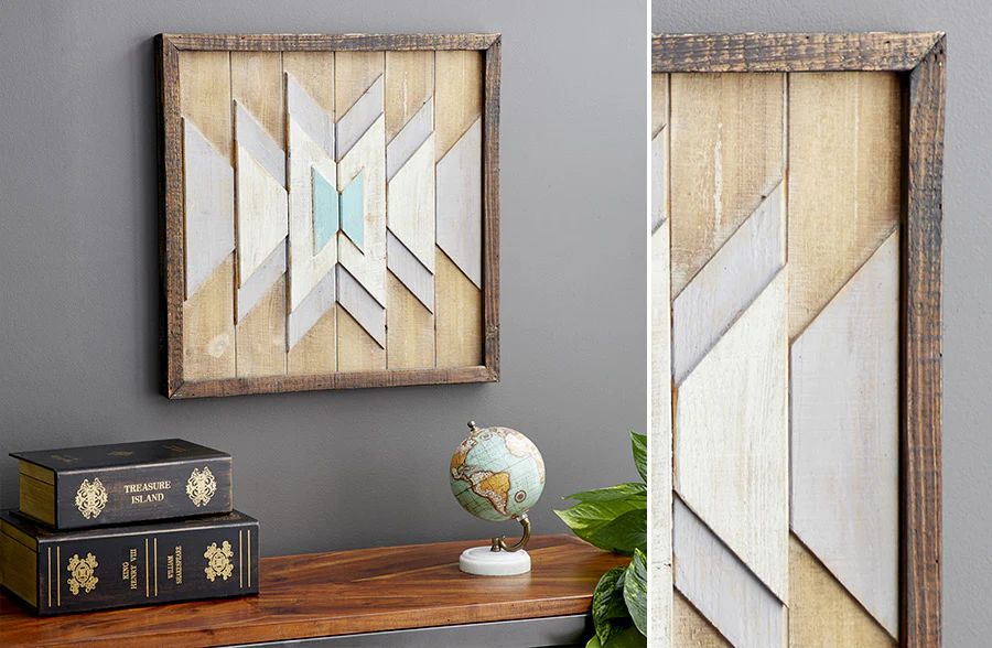 Chevron Pattern Geometric Wooden Wall Plaque