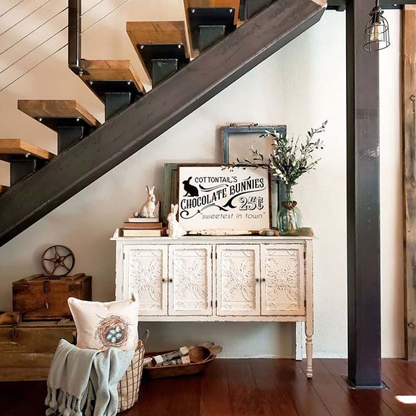 Distressed White Buffet Table