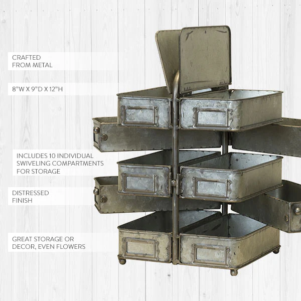 Galvanized Metal Swivel Caddy Organizer