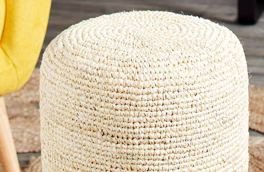 Woven Seagrass Teak Wood Stool