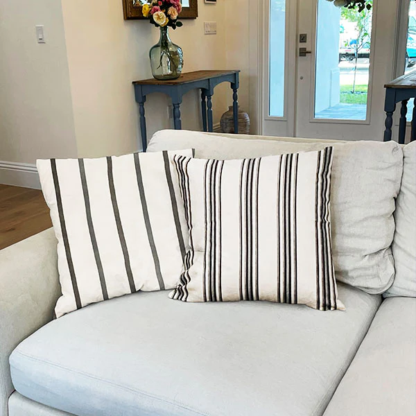 Hand Blocked Mudcloth Striped Pillows, Set of 2