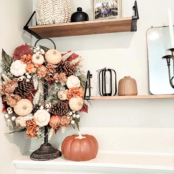 Fall Pumpkin and Pinecone Wreath