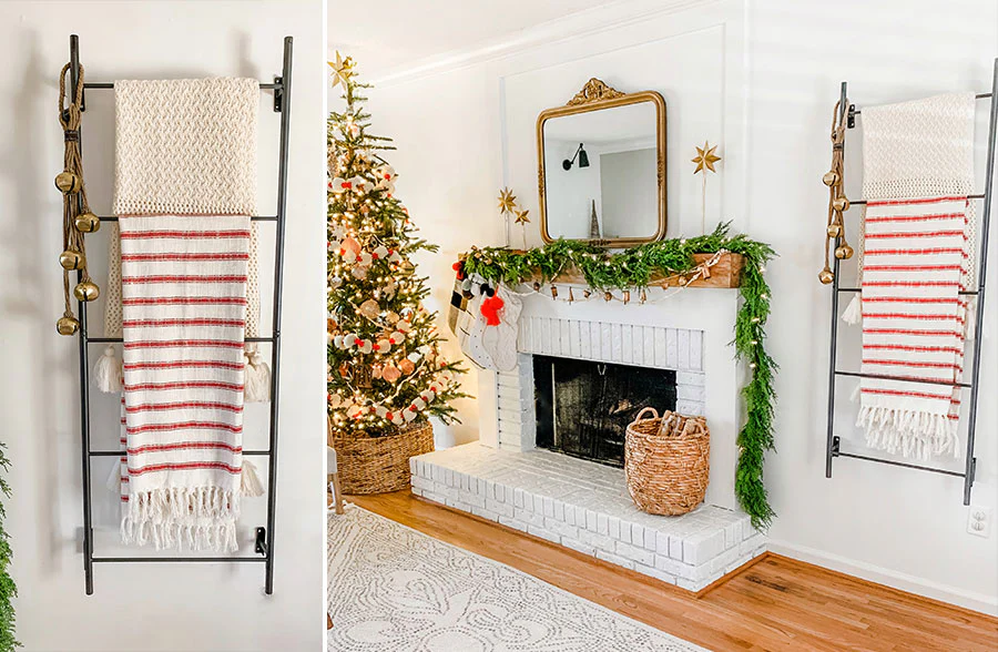 58 Inch Tall Wall Mounted Metal Display Ladder