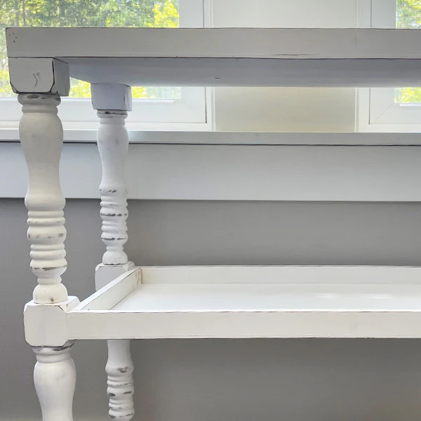 Three Tier Whitewashed Spindle Side Table