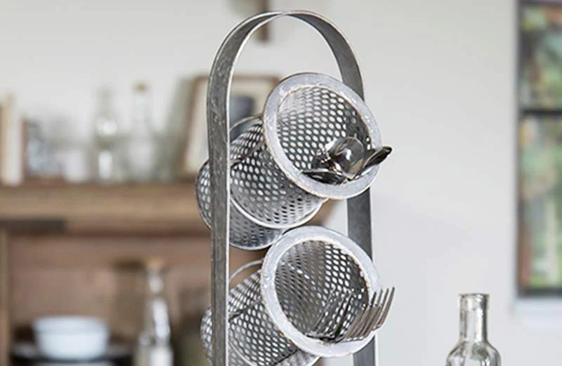 Galvanized Three Tiered Utensil Caddy