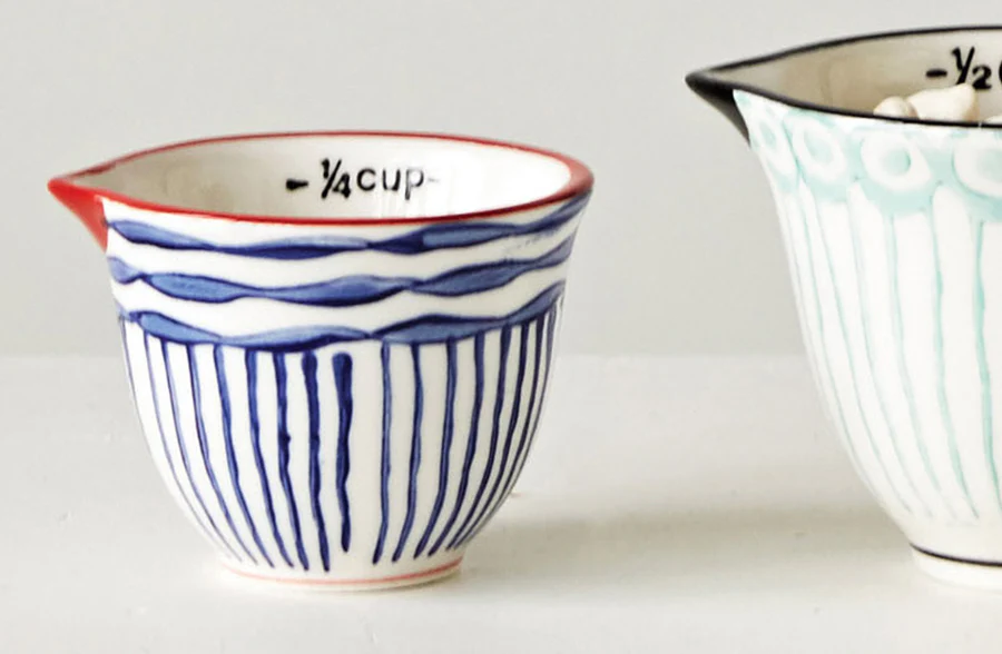Hand-Stamped Stoneware Measuring Cups, Set of 4