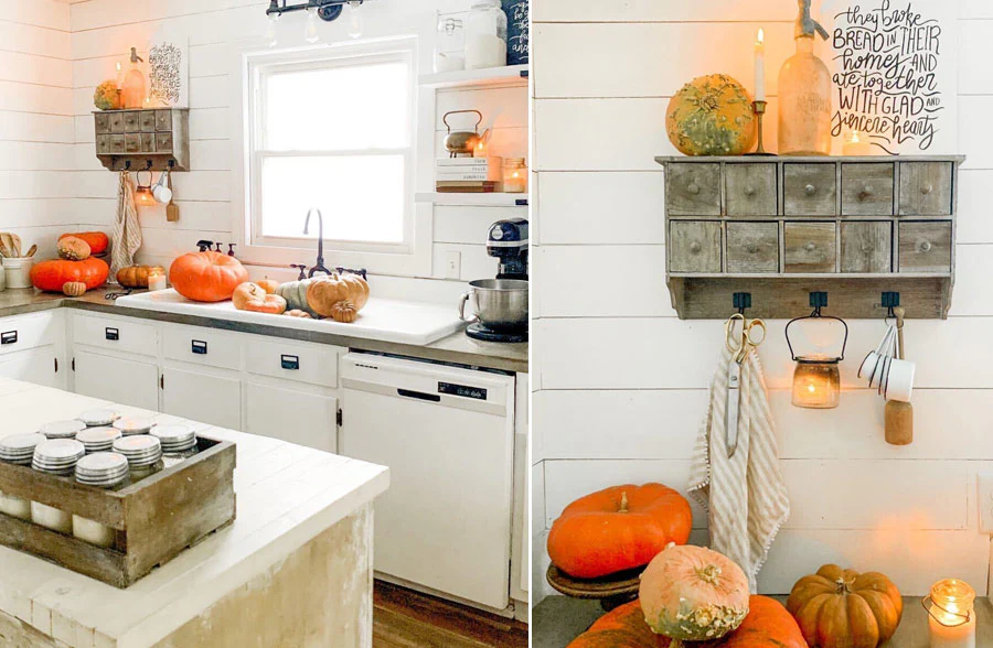 Distressed Wooden 10 Drawer Wall Rack