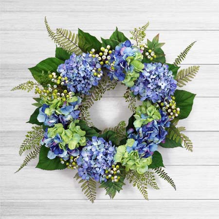 Lush Lifelike Hydrangea Wreath