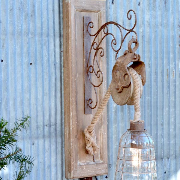 Rustic Pendant Pulley Light