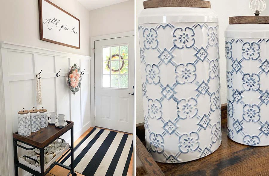 Delft Storage Canisters with Lids, Set of 3