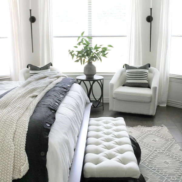 Black Striped Handloomed Throw Pillow with Tassels