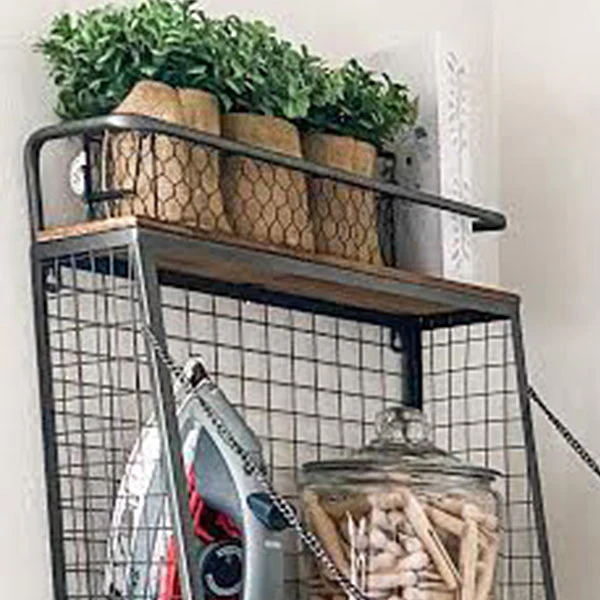 Rustic Wall Cubby with Fold Down Shelf