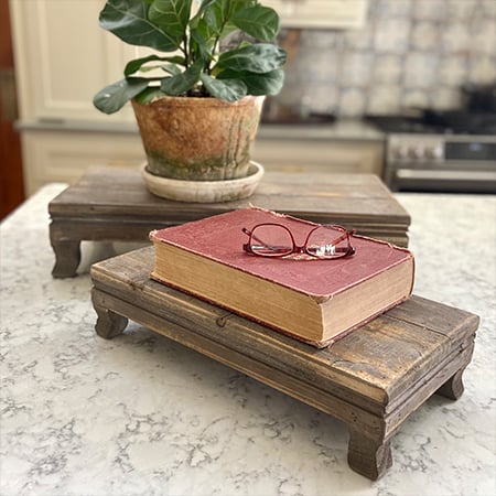 Far East Reclaimed Wood Risers, Set of 2