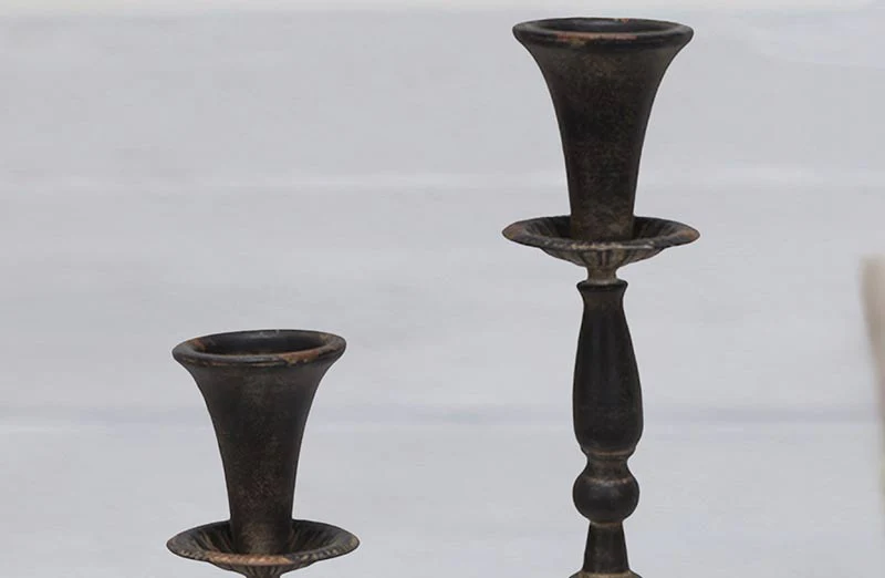 Metal Pillar Candle Holders  Set of 2