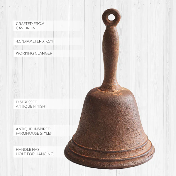 Rusted Patina Vintage-Inspired Hand Bell