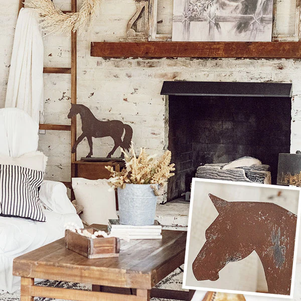 Rusted Patina Horse Silhouette Statue