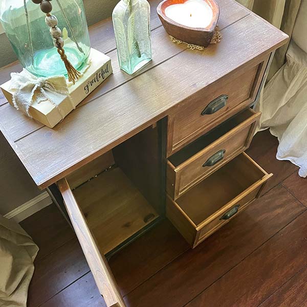 Distressed Storage Cabinet Side Table