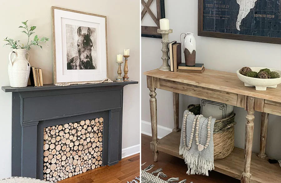 LONG Chunky Wooden Bead Heart Garland