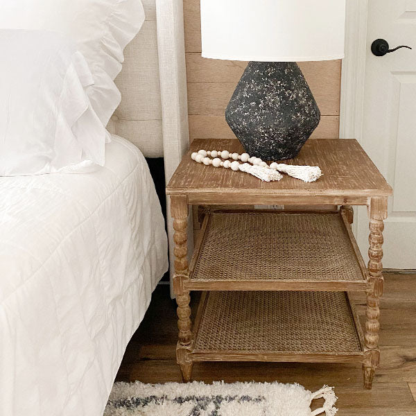 Square French Cane Side Table