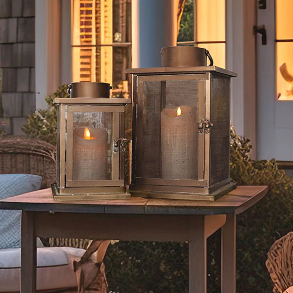 Modern Farmhouse Bronze Lanterns, Set of 2