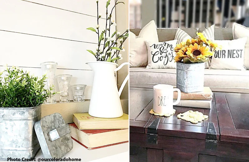 Galvanized Metal Canister  Set Of 2