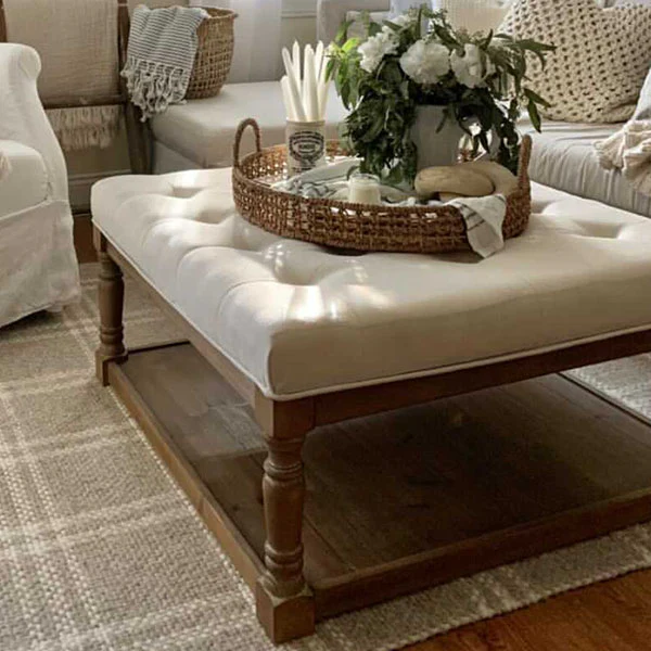 Oversized Wooden Tufted Ottoman