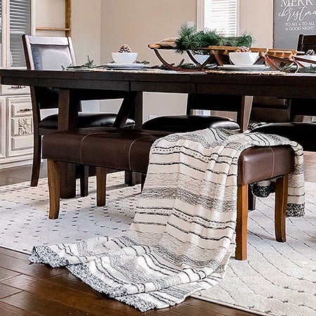 Cream with Black and Gray Stripes Throw Blanket