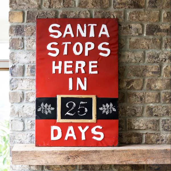 Santa Stops Here Christmas Count Down Sign