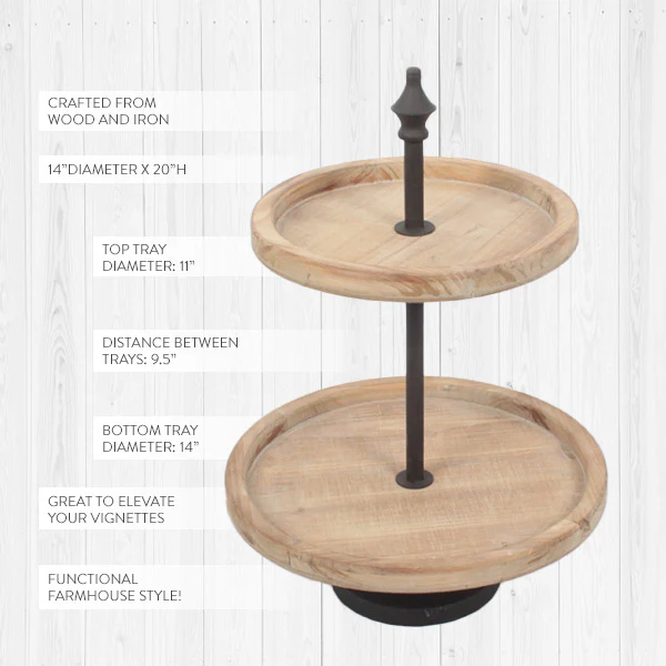 Natural Wood and Metal Display Stand