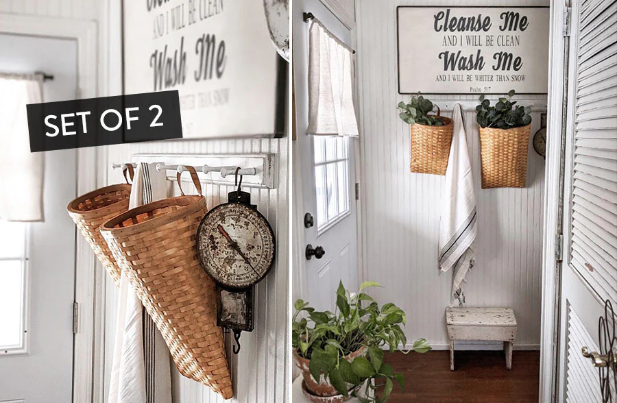 Metasequoia Hanging Wall Baskets, Set of 2