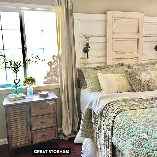 Distressed Storage Cabinet Side Table