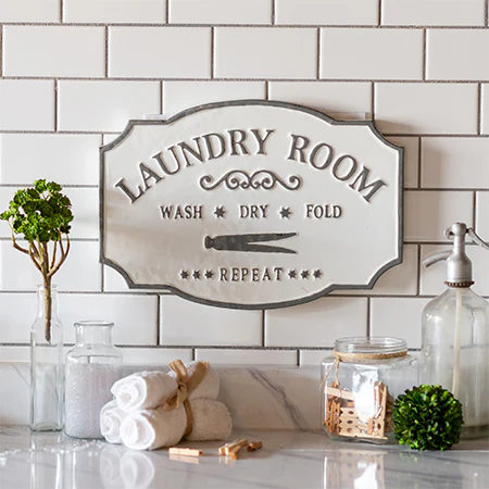 Embossed Metal Laundry Room Sign