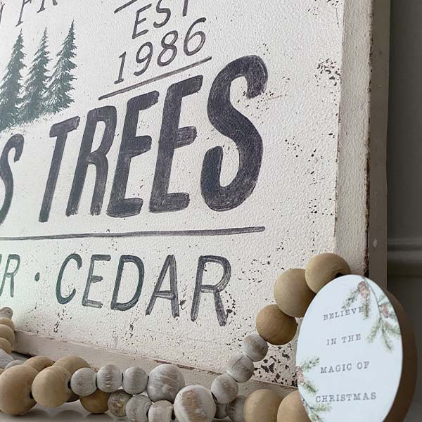 48 Inch Antique Inspired Farm Fresh Christmas Trees Sign