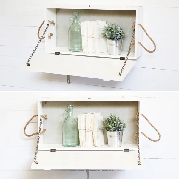 *HUGE* White Washed Wooden Box Shelf