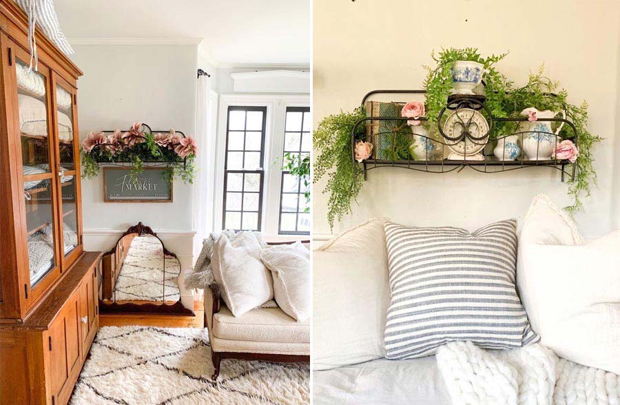 Huge Vintage Iron Bed Frame Shelf | French Victorian