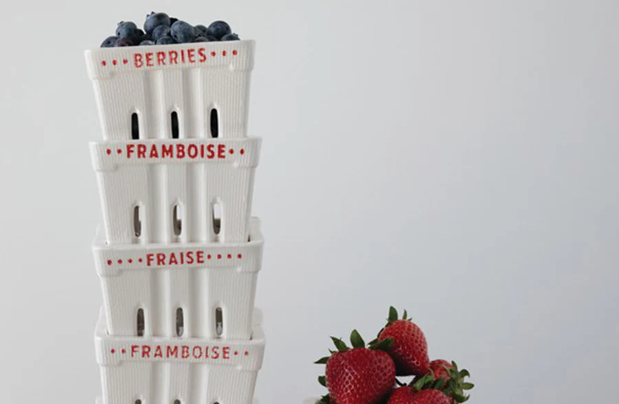 Textured Stoneware Berry Baskets, Set of 3