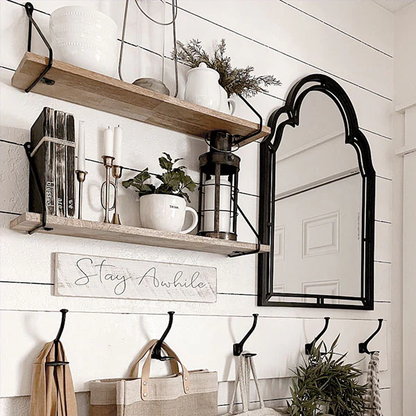 Scalloped Black Wall Mirror