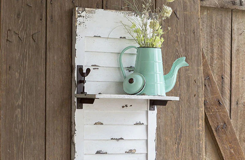 White Distressed Shutter Shelf