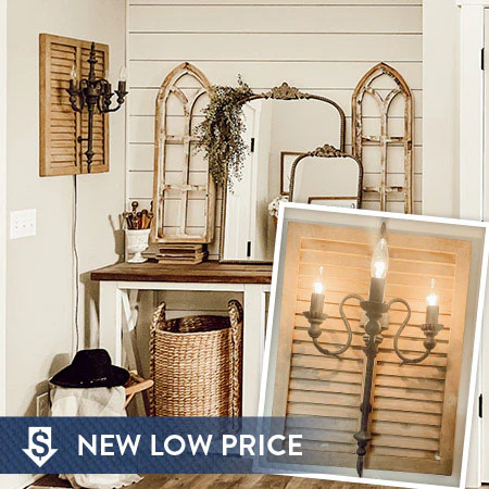 Rustic Shutter Candelabra Wall Sconce