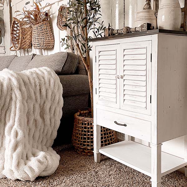 Distressed Storage Cabinet Accent Table