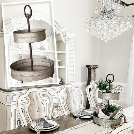 Galvanized Two Tier Serving Tray