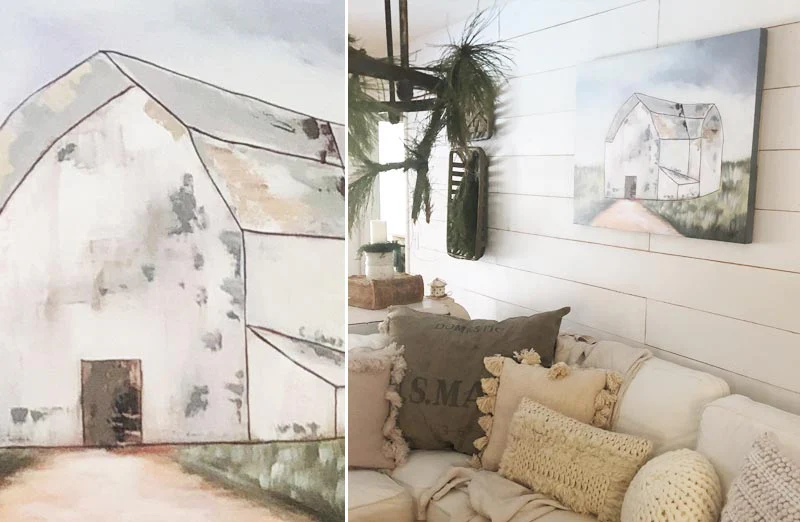 HUGE Hand Painted Weathered Barn Print