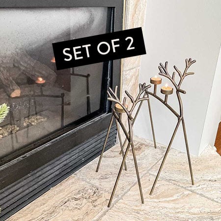 Reindeer Tealight Candle Holders, Set of 2